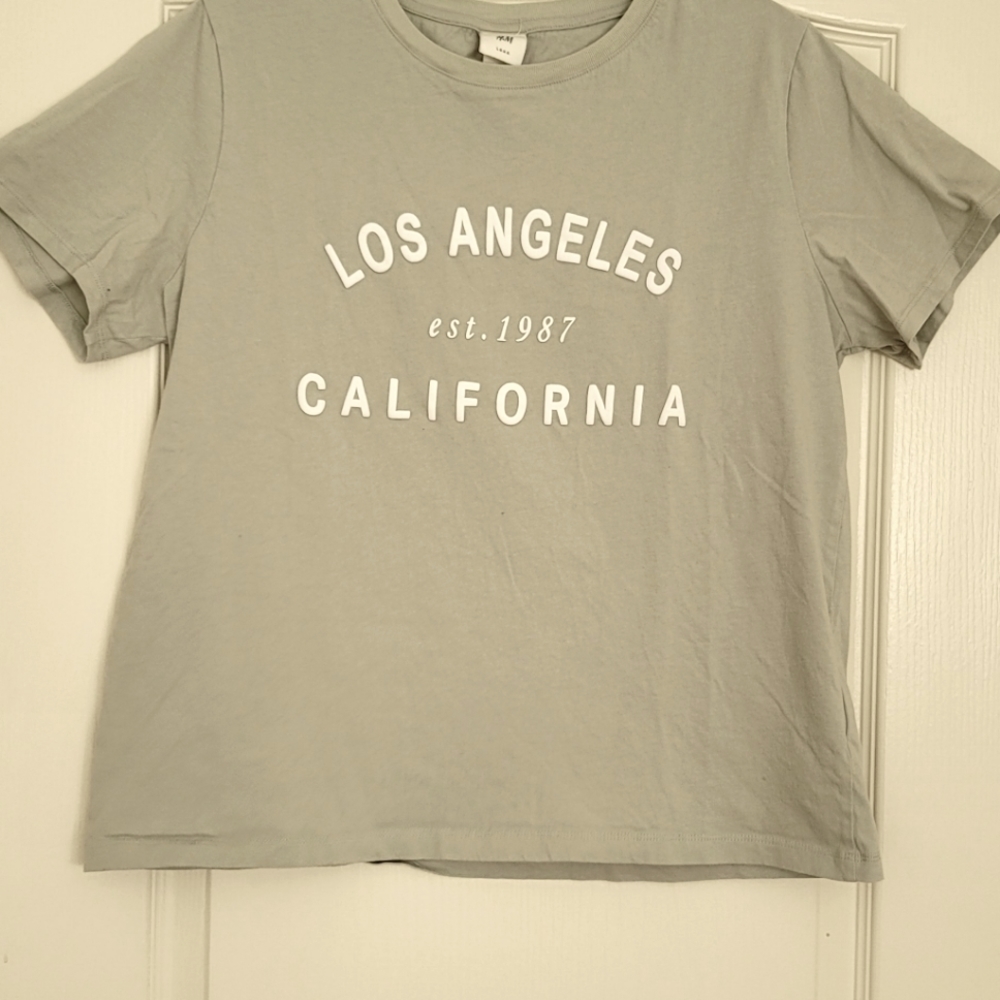 H & M - Cotton mint green crop top "Los Angeles"